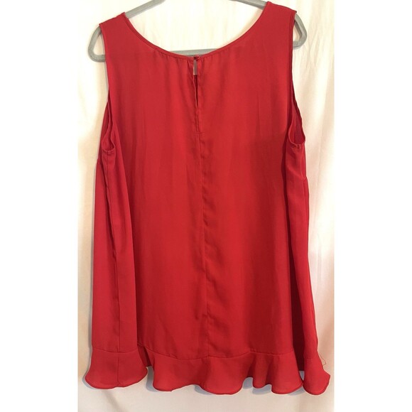 Signature Collection Shirt Sleeveless Hi-low Ruffle Hem Red Blouse Women’s 1X - Picture 5 of 10